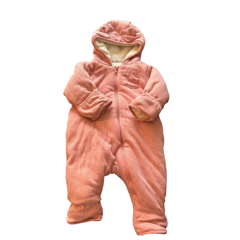 Wonder Nation 6-9M‎ Pink Sherpa Lined Bunting Snow Suit Baby Winter Hooded